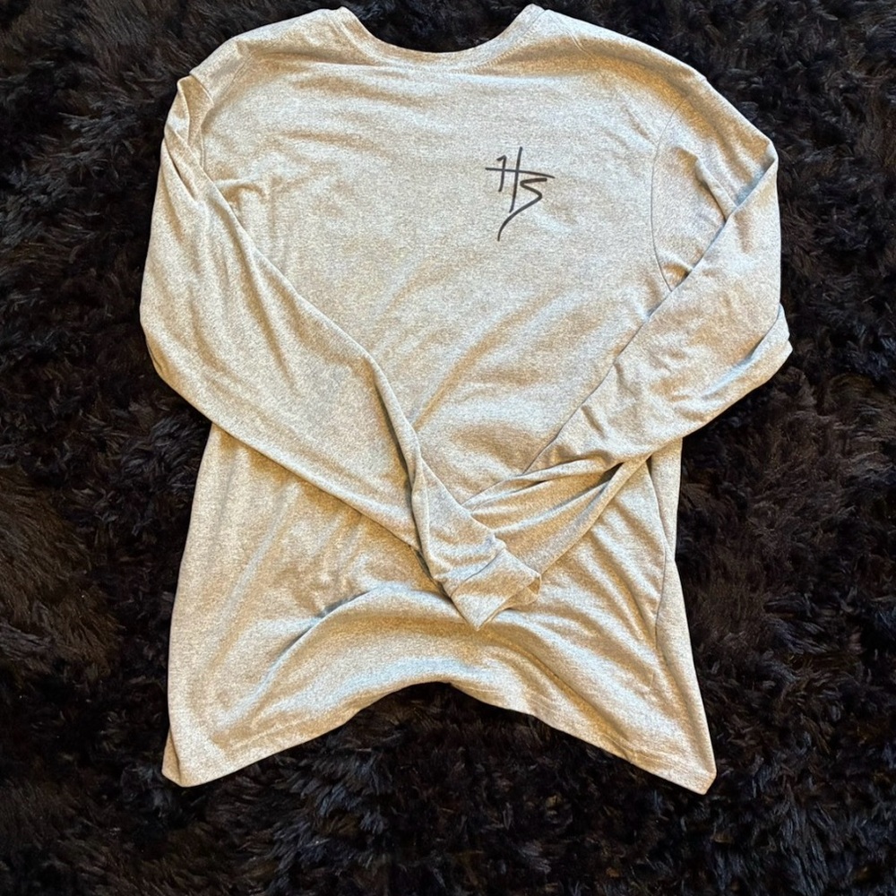 Light Gray Long Sleeve Tee with Minimal Logo
